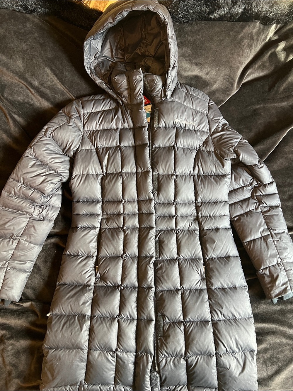 Columbia Women's Gray Long Hooded Puffer Coat Size Small